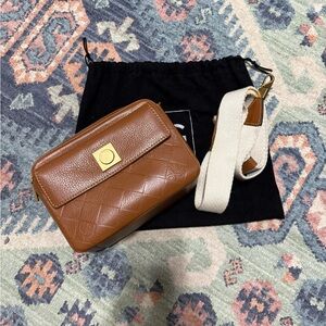 Purificación García Brown Leather Crossbody Bag